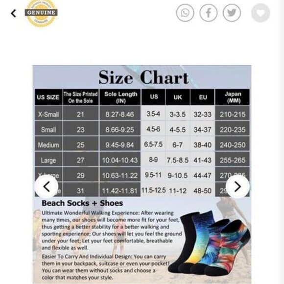 CHILDRENS beach water socks- NWOT. Perfect for outdoors/nature walks. Size 23 sm - Picture 10 of 11